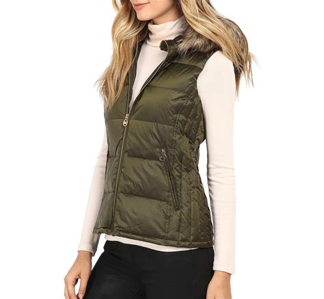 michael michael kors women's hooded puffer vest|Michael Kors quilted puffer vest.